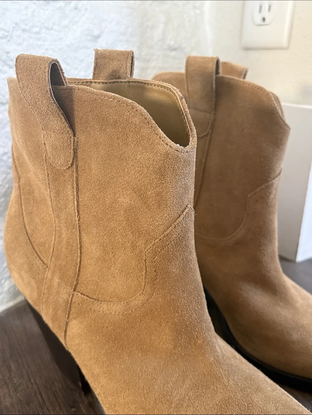 Marc Fisher Suede Pointed Western Booties - Tan